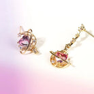 Dainty Heart Planet Earrings with Rhinestones and Gem Details - Cosparty