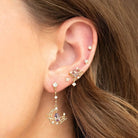Dainty Heart Planet Earrings with Rhinestones and Gem Details - Cosparty