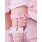 Dainty Ruffled Garter Belt with Chiffon, Grommets, and Spikes - Cosparty