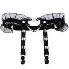 Dainty Ruffled Garter Belt with Chiffon, Grommets, and Spikes - Cosparty