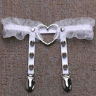 Dainty Ruffled Garter Belt with Chiffon, Grommets, and Spikes - Cosparty