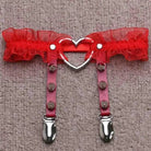 Dainty Ruffled Garter Belt with Chiffon, Grommets, and Spikes - Cosparty