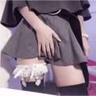 Dainty Vegan Garter Belt with Ruffled Tulle Lace and Pink Hearts - Cosparty