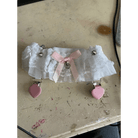 Dainty Vegan Garter Belt with Ruffled Tulle Lace and Pink Hearts - Cosparty