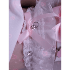 Dainty Vegan Garter Belt with Ruffled Tulle Lace and Pink Hearts - Cosparty