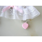 Dainty Vegan Garter Belt with Ruffled Tulle Lace and Pink Hearts - garter belt