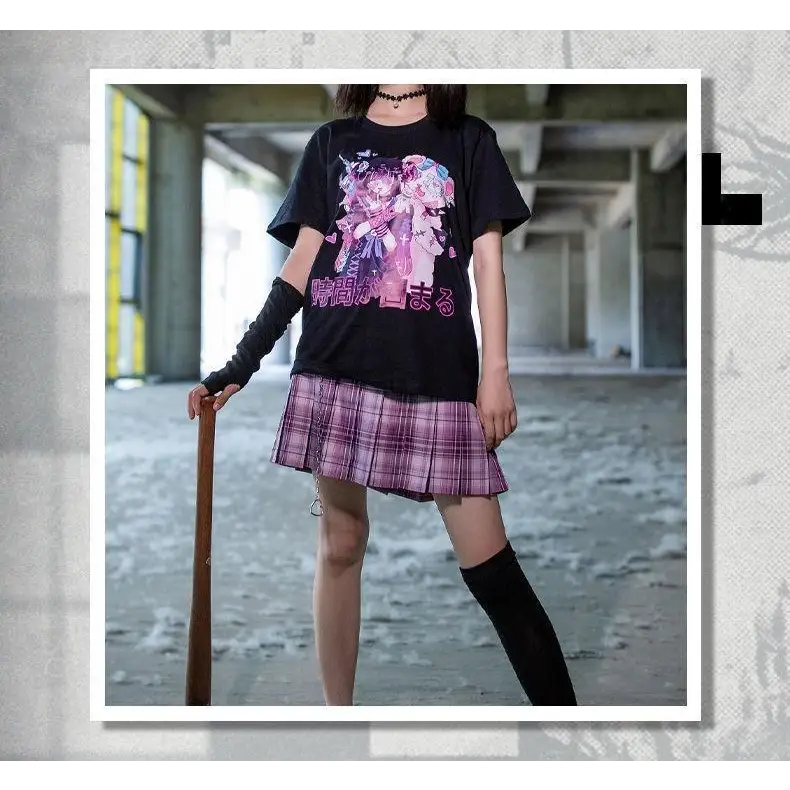 Dark Pastel Goth Oversized Menhera Inspired Tee in Sickly Sweet Style - shirt