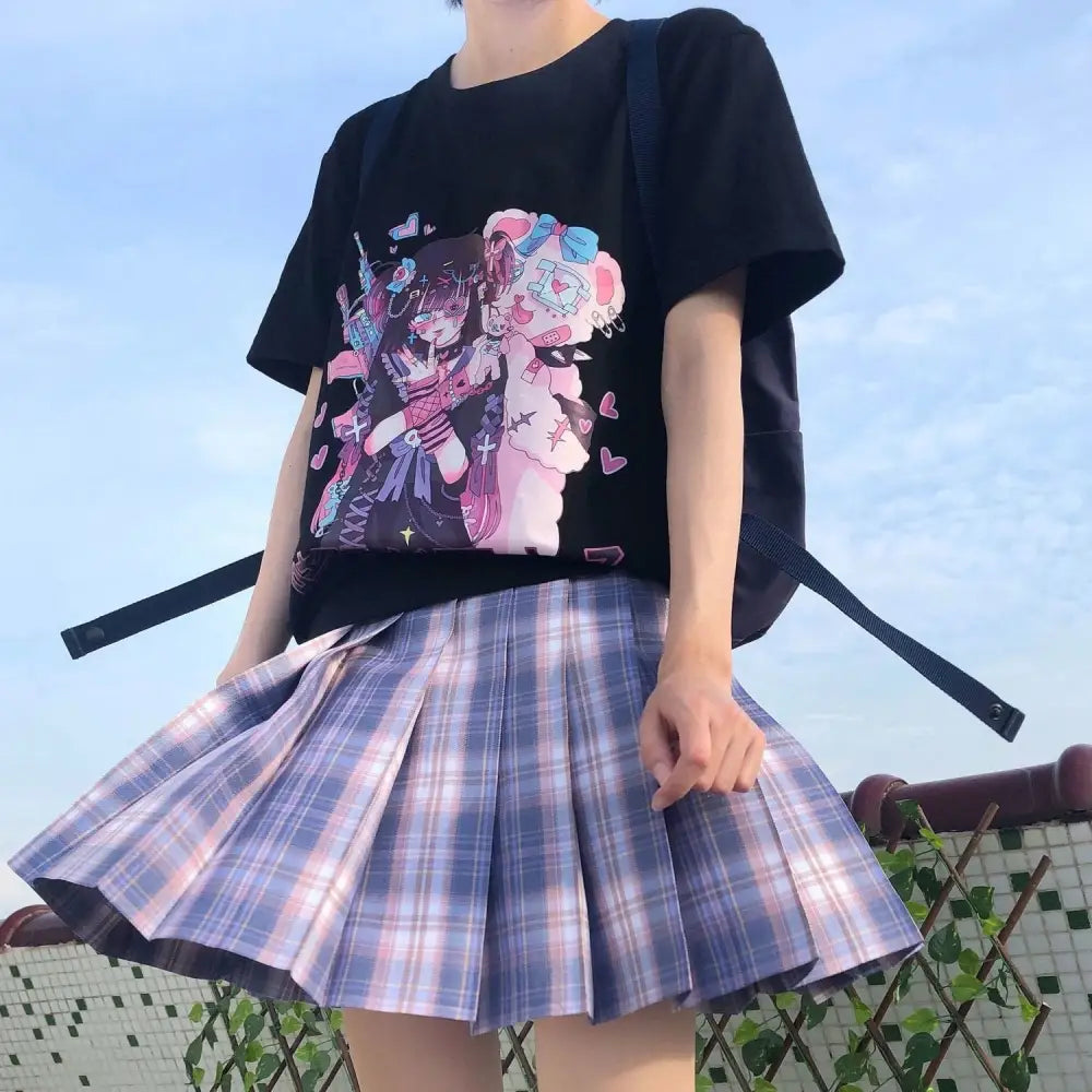 Dark Pastel Goth Oversized Menhera Inspired Tee in Sickly Sweet Style - shirt