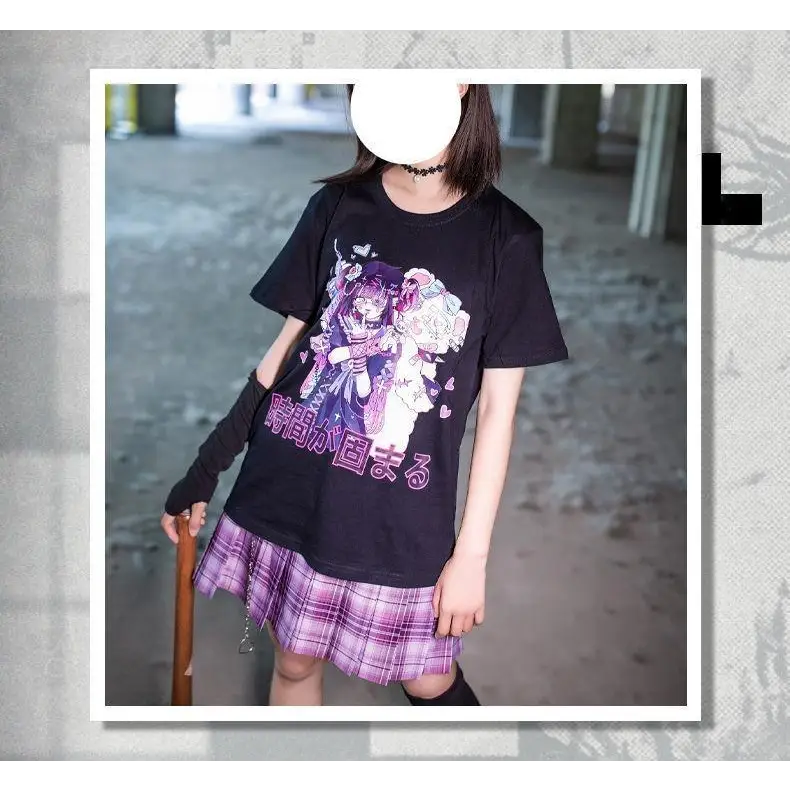 Dark Pastel Goth Oversized Menhera Inspired Tee in Sickly Sweet Style - shirt