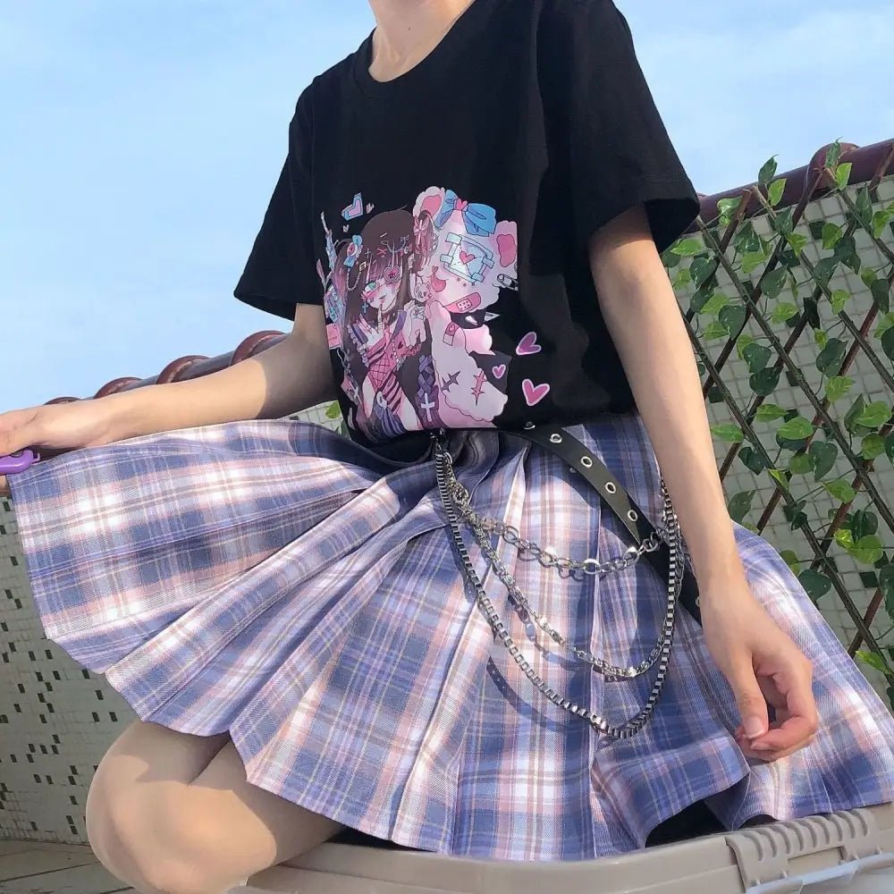 Dark Pastel Goth Oversized Menhera Inspired Tee in Sickly Sweet Style - Cosparty