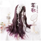 Dark Red Wavy Lolita Wig with Ombre Style and Soft Waves - wig