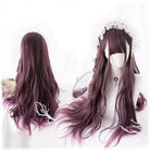 Dark Red Wavy Lolita Wig with Ombre Style and Soft Waves - Cosparty