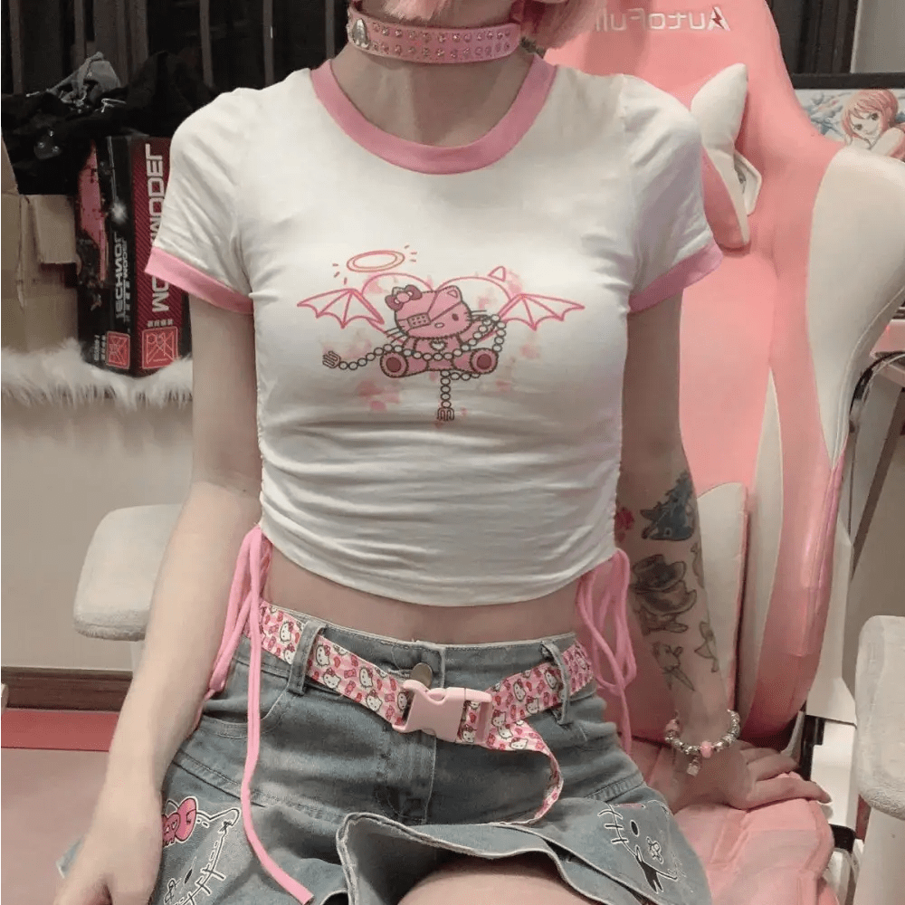 Devil Kitty Crop Top for Your Pastel Goth Wardrobe - Cosparty