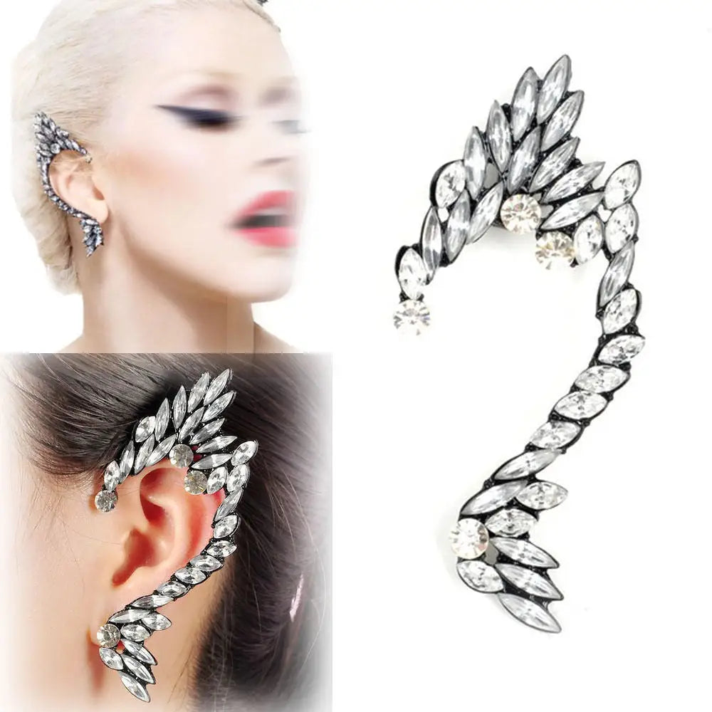 Diamond Rhinestone Elf Ear Clip-On Ear Cuff for Cosplay and Everyday Wear - Accessories