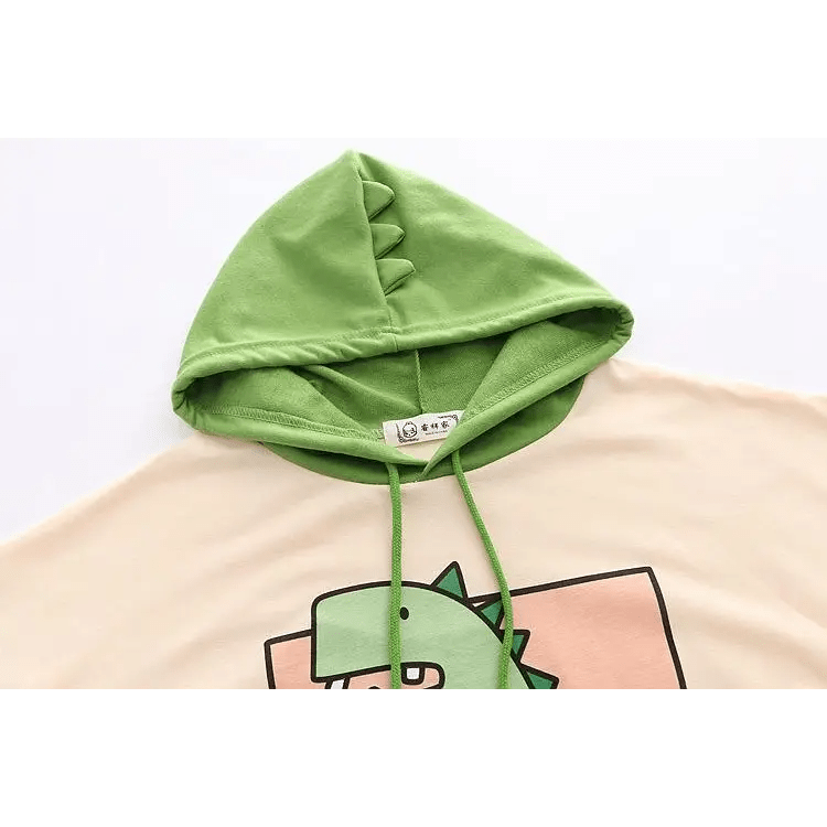 Dino - Green Japanese Inspired Hooded T-Shirt - Cosparty