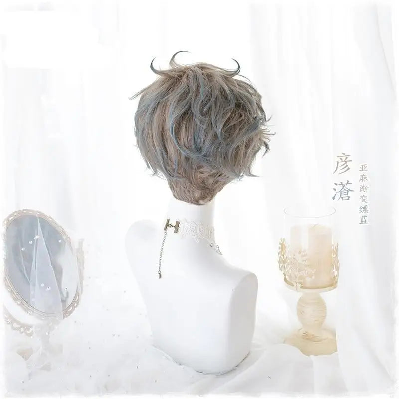 Dirty Blond Short Hair Lolita Wig with Androgynous Flair - wig