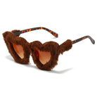 Doll Vibes Retro Heart Shaped Sunglasses in Pink Fur - Cosparty