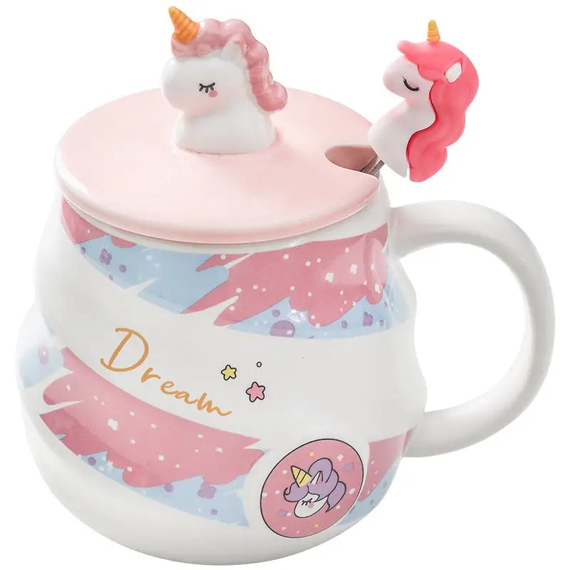 Dream Unicorn Mug & Spoon - blue and pink, ceramic, cup, cups, mugs Cosparty