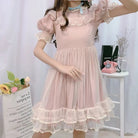 Dusty Pink Fairy Gown with Chiffon Ruffles and Puffed Sleeves - Cosparty