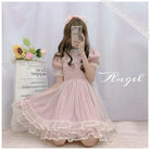 Dusty Pink Fairy Gown with Chiffon Ruffles and Puffed Sleeves - dress