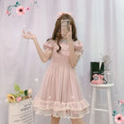 Dusty Pink Fairy Gown with Chiffon Ruffles and Puffed Sleeves - Cosparty