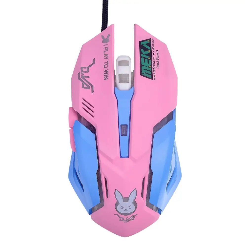D.Va Pink Blue Ergonomic Gaming Computer Mouse Org InStock for Gamers - Cosparty