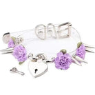 Clear Spiked Floral Choker - Purple Flower Silver - Choker