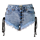 Edgy Lace-Up Jean Shorts for Summer Style - shorts