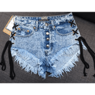 Edgy Lace - Up Jean Shorts for Summer Style - Cosparty