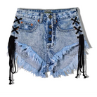 Edgy Lace-Up Jean Shorts for Summer Style - shorts