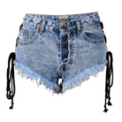 Edgy Lace - Up Jean Shorts for Summer Style - Cosparty