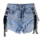 Edgy Lace - Up Jean Shorts for Summer Style - Cosparty