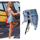 Edgy Lace-Up Jean Shorts for Summer Style - shorts