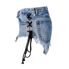 Edgy Lace - Up Jean Shorts for Summer Style - Cosparty