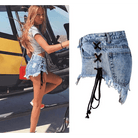 Edgy Lace - Up Jean Shorts for Summer Style - Cosparty