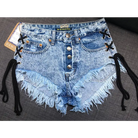 Edgy Lace-Up Jean Shorts for Summer Style - shorts