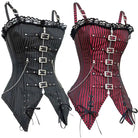 Edgy Punk Rock Corset with Pin Stripes and Lace Trim - Shirt