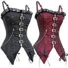 Edgy Punk Rock Corset with Pin Stripes and Lace Trim - Cosparty