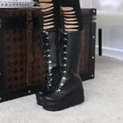 Edgy Punk Rock Knee High Boots for a Comfortable Fit Feet - Cosparty