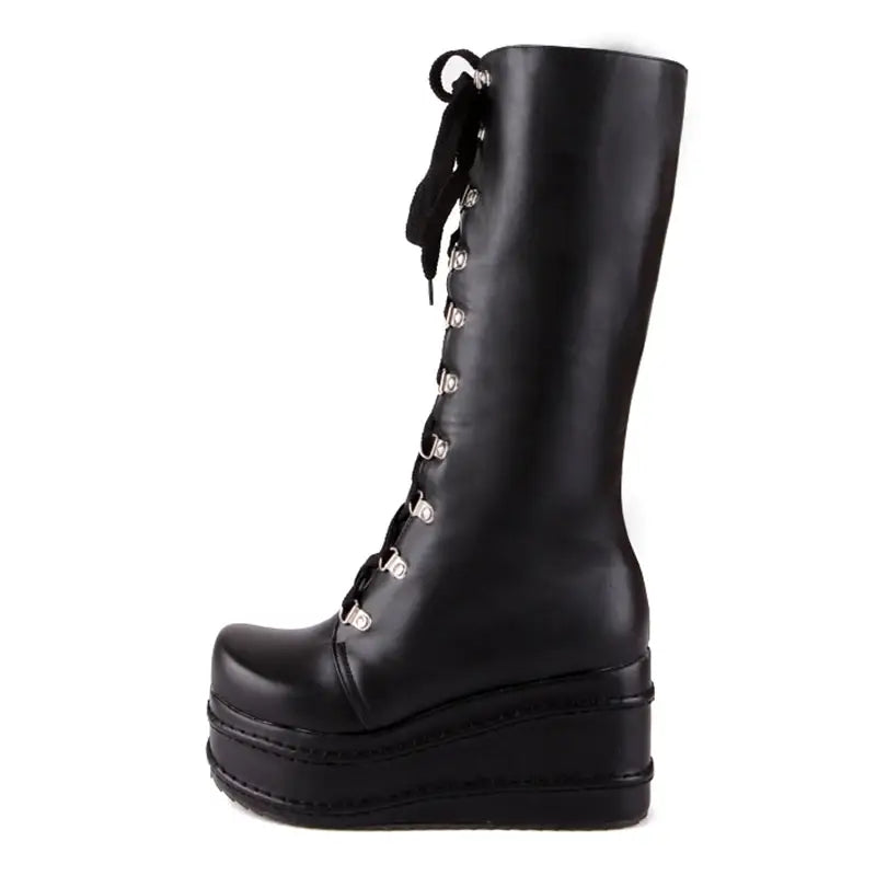 Edgy Punk Rock Knee High Boots for a Comfortable Fit Feet - Shoes