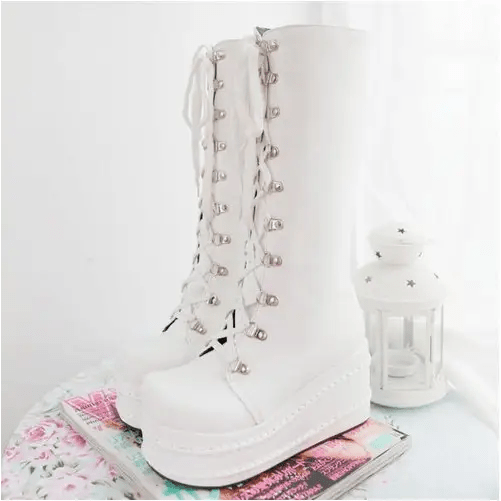 Edgy Punk Rock Knee High Boots for a Comfortable Fit Feet - Cosparty