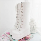 Edgy Punk Rock Knee High Boots for a Comfortable Fit Feet - White / 4 - Shoes