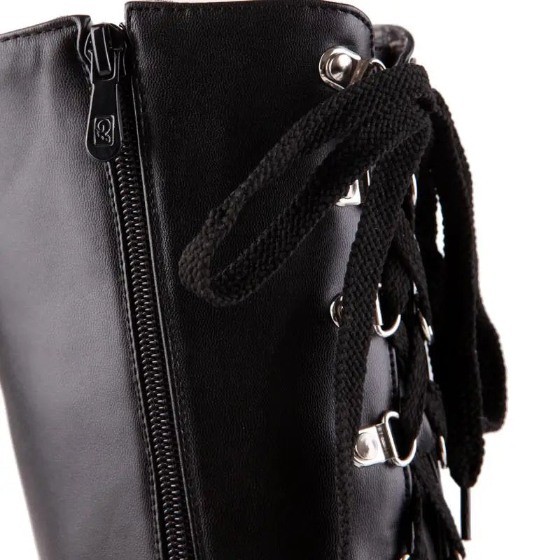 Edgy Punk Rock Knee High Boots for a Comfortable Fit Feet - Shoes