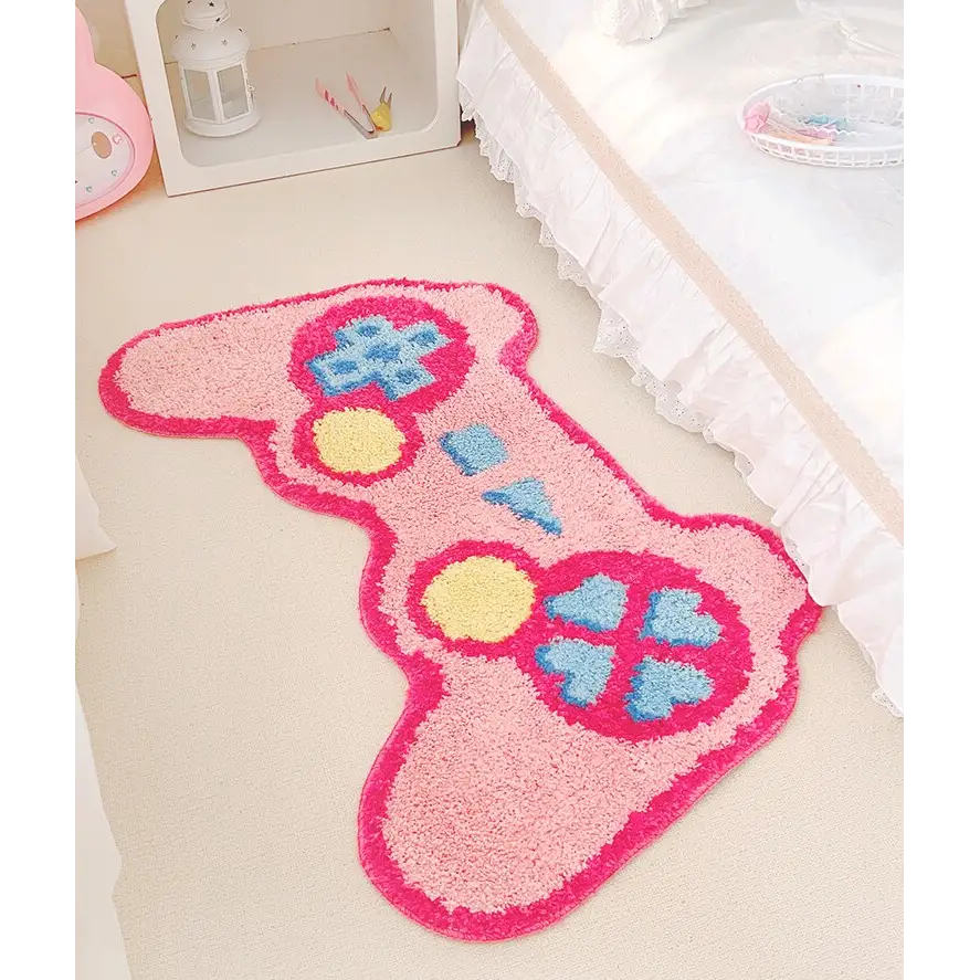 eGirl Gaming Area Rug with Gameboy Design in Pastel Colors - Controller - floor mat