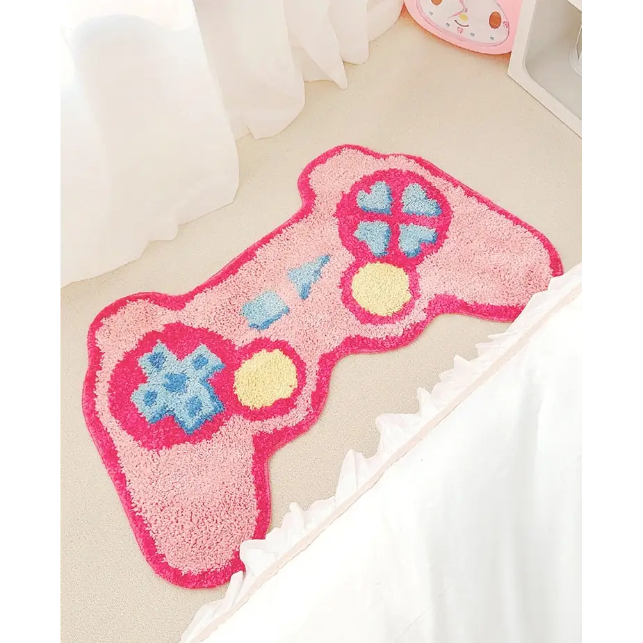 eGirl Gaming Area Rug with Gameboy Design in Pastel Colors - floor mat