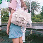 Elegant Durable Material Backpack with Cute Ruffles and Cat Ears - backpack