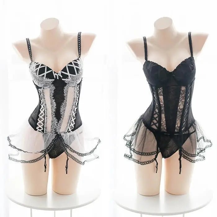 Elegant Lace and Tulle Bodysuit for a Princess - Like Style - Cosparty