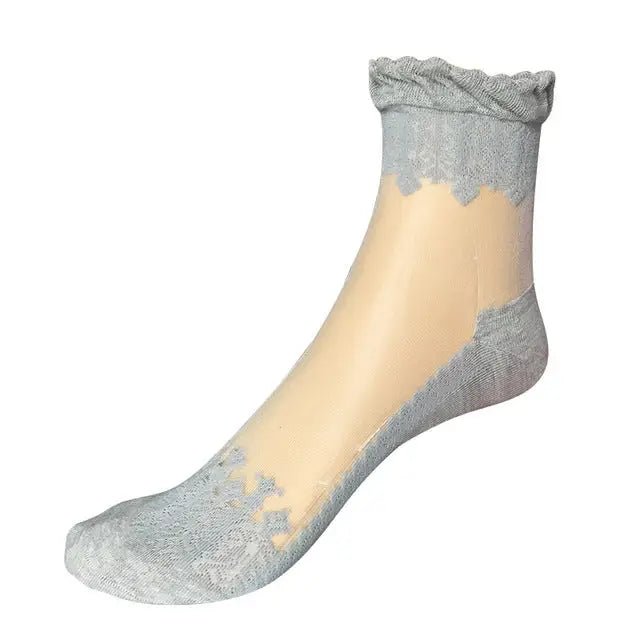 Elegant Lace Band Socks in Clear Fabric and Various Colors - Cosparty
