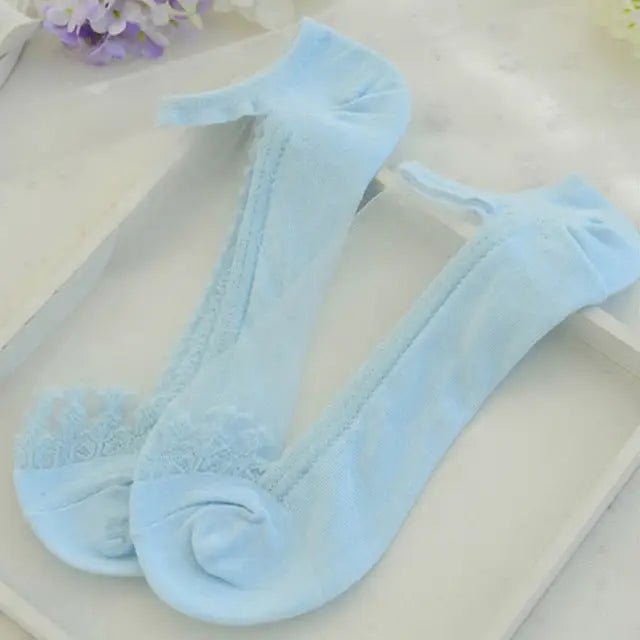 Elegant Lace Band Socks in Clear Fabric and Various Colors - Cosparty