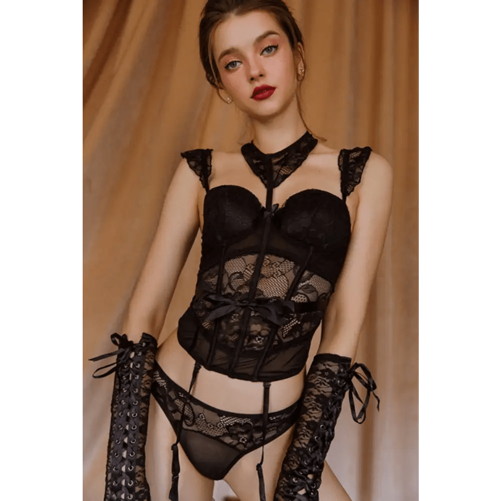 Elegant Lace Bra and Panty Set with Gorgeous Hand - Details Including Silk Ribbons - Cosparty